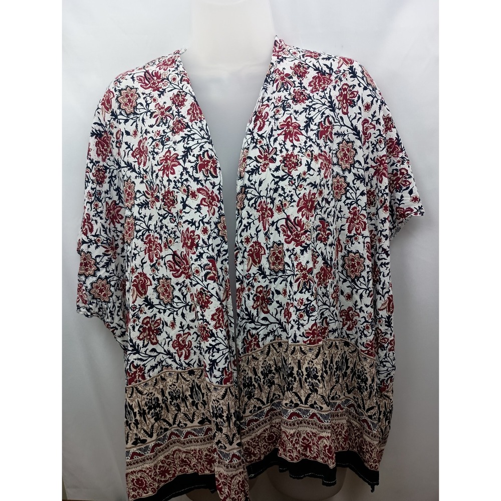 black red open front floral office church work‎ plus XLwhimsigoth beach cardigan